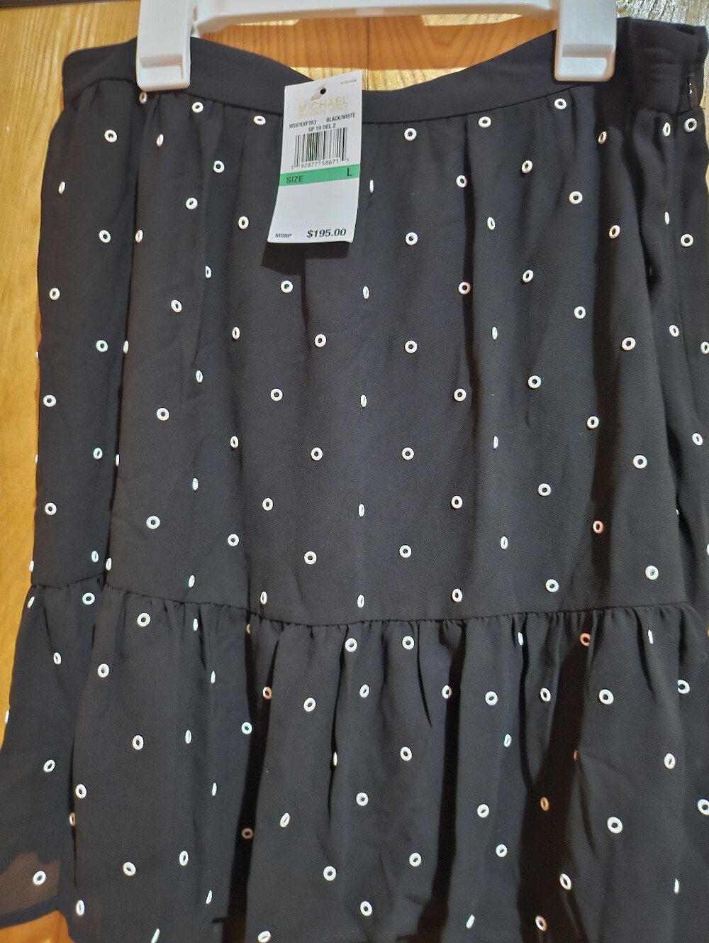 Michael Kors Black Eyelet Tiered Skirt